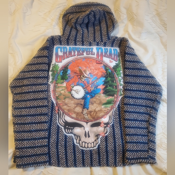 Grateful Dead Vintage Baja Joe Hoodie + Liquid Blue Tie-dye 1994 Banjo Patch - Picture 2 of 9